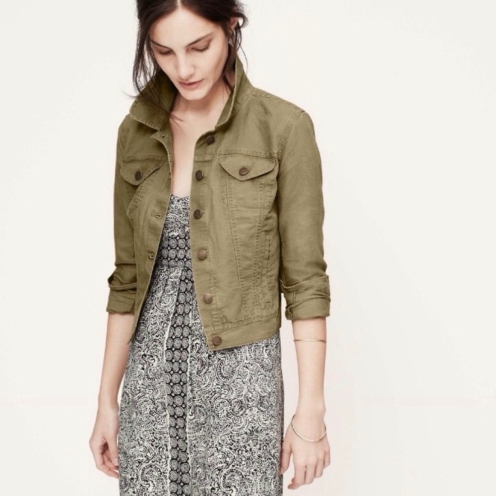 LOFT Olive Utility Jean Jacket